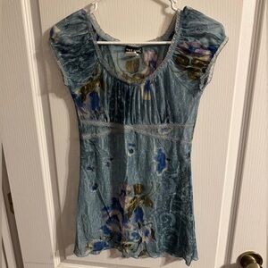 Wet Seal Blue Floral Lace Top